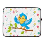 Kids Pattern - Lovely Singing Parrot Illustration With Musical Background Laptop Sleeves 03