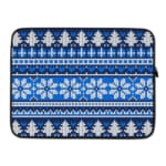 Laptop Sleeves - Knitted Pattern White Color With Blue Background 03