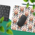 Infidu Desk Pad with beige floral pattern for a stylish workspace. Desk Pad with Keyboard and Mouse