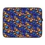 Laptop Sleeve - Floral Pattern With Dark Blue Background 03