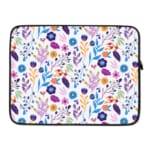 Laptop Sleeve - Floral Pattern With Multi Color Flower and Leaf With White Background 03