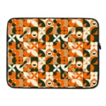 Laptop Sleeve - Geometric Pattern With Green And Orange 03