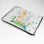 Laptop Sleeve - Kids Pattern Elephant and Giraffe Scooter Ride Laptop Sleeves With Light Color Background 04