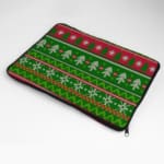 Laptop Sleeves - Knitted Pattern Red Color With Green Background 04