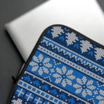 Laptop Sleeves - Knitted Pattern White Color With Blue Background 04