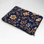 Laptop Sleeve - Floral Pattern Golden Color Floral With Dark Blue Background 04