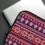 Laptop Sleeves - Knitted Pattern Red Color With Purple Background 06