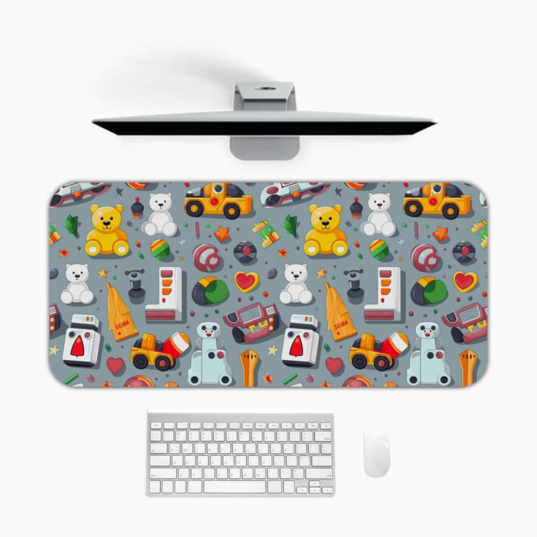 Teddy Bear Design With Yellow And Multi Colors Desk Pad 1