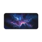 Infidu Space Desk Pad features a nebula with rich purples, blues, and pinks, set against a field of stars and cosmic clouds. Desk Pad kept on a plain white background