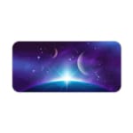 Infidu Space Desk Pad features a nebula with rich purples, blues, and pinks, set against a field of stars and cosmic clouds. Desk Pad kept on a plain white background