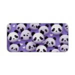 Infidu Bring Panda Playfulness Desk Mat featuring black and white pandas on a violet background, designed uniquely by our digital artists. Desk Pad kept on a plain white background