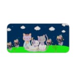 Infidu Bring Cat Magic Desk Mat featuring anime cats with a navy blue sky, clouds, and floral designs. Perfect for adding charm to any desk. Desk Pad kept on a plain white background