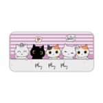 Infidu Bring Cat Magic Desk Mat featuring an anime cat in orange, white, gray, and black, with a violet and white shadow background. Perfect for kids’ desks. Desk Pad kept on a plain white background