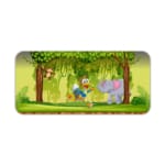 Infidu Explore Nature Desk Mat features a colorful forest scene with a bird, elephant, monkey, and a lively green and brown background. Desk Pad kept on a plain white background