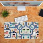 Embark on a Journey with Our Traffic Signal Route With Blue and Multi colors Children's Desk Mat 5