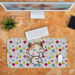 Infidu Bring Cat Magic Desk Pad featuring a whimsical anime-inspired cat design in yellow and blue, perfect for adding a touch of magic to your workspace Desk Pad with Keyboard and