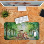 Infidu Teddy Bear Design Desk Pad features a charming teddy bear in green and brown, perfect for adding a playful touch to your workspace Desk Pad in computer table