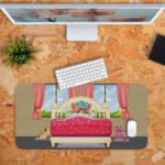 Teddy Bear Sleeping Concept Design With Pink And Yellow Colors Desk Pad 5