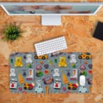 Teddy Bear Design With Yellow And Multi Colors Desk Pad 5