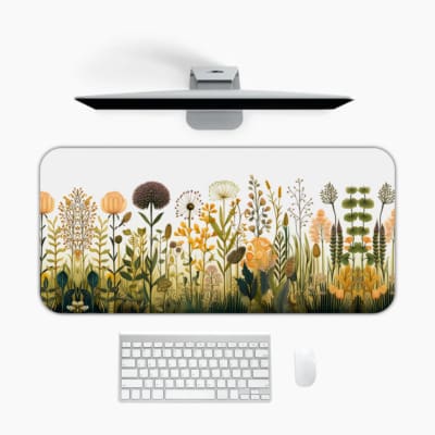 Bring the Beauty of Flowers With Orange And Green Colors Your Desk Mat 1