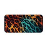 Infidu Vibrant Leopard Print Desk Pad featuring a brown and yellow leopard pattern transitioning to blue and black. Desk Pad kept on a plain white background