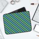 Infidu Colorful Striped Diagonal Lines Laptop Sleeve in green, blue, yellow, and pink. laptop sleeve kept on a plain white background