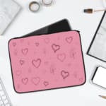 Infidu Light Pink Heart Outline Laptop Sleeve -Delicate Laptop Protection laptop sleeve kept on a plain white background