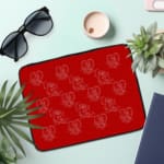 Infidu Bright Red Laptop Sleeve with White Heart and Teddy Bear Outline Pattern