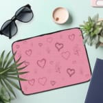 Infidu Light Pink Heart Outline Laptop Sleeve -Delicate Laptop Protection the laptop sleeve on the table