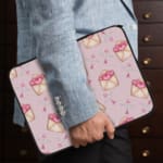 Infidu Love Letter Envelope Heart Pattern Laptop Sleeve with light pink background and cute envelope designs with hearts inside. the person holding the sleeve