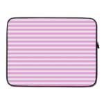 Light pink laptop sleeve with white horizontal stripes, offering a clean and minimalist design. laptop sleeve kept on a plain white background