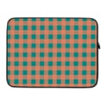 Infidu checkered beige and green laptop sleeve with a modern and colorful pattern. laptop sleeve kept on a plain white background