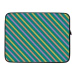 Infidu Colorful Striped Diagonal Lines Laptop Sleeve in green, blue, yellow, and pink. laptop sleeve kept on a plain white background