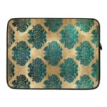 Infidu Vintage Floral Laptop Sleeve in blue, teal, and beige, with a classic floral pattern designed for laptop protection and style. laptop sleeve kept on a plain white background