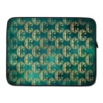 Infidu Teal Wave Pattern Laptop Sleeve with modern wave design on a vibrant teal background. laptop sleeve kept on a plain white background