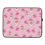 Infidu Cute Pink Heart Icon Laptop Sleeve with small pink heart patterns on a light pink background. laptop sleeve kept on a plain white background