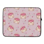 Infidu Love Letter Envelope Heart Pattern Laptop Sleeve with light pink background and cute envelope designs with hearts inside. laptop sleeve kept on a plain white background