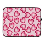 Infidu Pink Heart Pattern Laptop Sleeve with a playful design of large, evenly spaced pink hearts on a light pink background. laptop sleeve kept on a plain white background