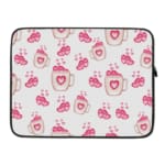 Infidu Cute Pink Heart Print Laptop Sleeve with pink heart pattern on white background, perfect for stylish laptop protection. laptop sleeve kept on a plain white background