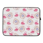 Infidu Cute Pink Heart Print Laptop Sleeve with Blue heart pattern on white background, perfect for stylish laptop protection. laptop sleeve kept on a plain white background