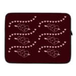 Infidu Maroon Laptop Sleeve with Heart & Wave Pattern design, featuring hearts and dotted wave lines in light colors against a maroon background. laptop sleeve kept on a plain white background