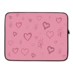 Infidu Light Pink Heart Outline Laptop Sleeve -Delicate Laptop Protection laptop sleeve kept on a plain white background