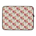 Infidu Heart-Shaped Balloon Pattern Laptop Sleeve with pink and red heart balloons, strings, and leaf details. laptop sleeve kept on a plain white background