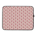 Infidu White Laptop Sleeve with Red Heart Pattern, featuring small red hearts on a white background for a playful look. laptop sleeve kept on a plain white background