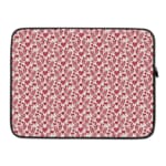 Infidu White Laptop Sleeve with a red heart pattern on a white background, laptop sleeve kept on a plain white background