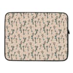 Infidu minimalist laptop sleeve with the black key pattern on a light beige background. laptop sleeve kept on a plain white background