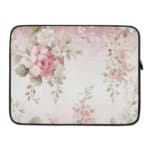 Infidu Soft Floral Pink & Beige Elegant Laptop Sleeve with delicate flowers in light pink, beige, and cream shades. laptop sleeve kept on a plain white background