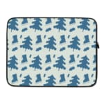 White laptop sleeve with a blue tree pattern for a nature-inspired look. laptop sleeve kept on a plain white background