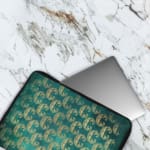 Infidu Teal Wave Pattern Laptop Sleeve with modern wave design on a vibrant teal background. The laptop sleeve covers the laptop