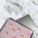 Infidu Love Letter Envelope Heart Pattern Laptop Sleeve with light pink background and cute envelope designs with hearts inside. The laptop sleeve covers the laptop